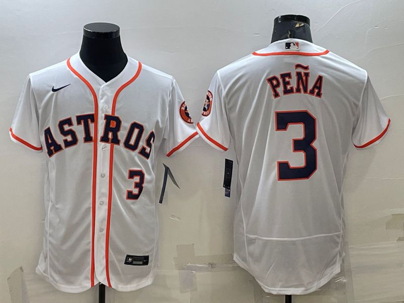 Men Houston Astros #3 Pena White Elite Nike 2022 MLB Jerseys